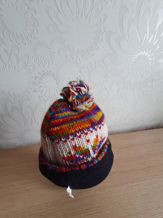 Caciula copii lana cu dublura de polar made in Nepal, handmade