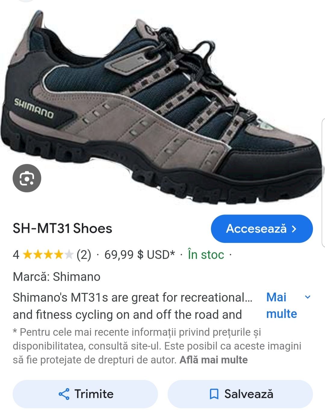 Pantofi ciclism SHIMANO MT31, încălțăminte SPD MTB trail, Nr 40 EU