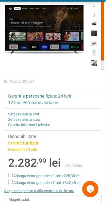 Televizor LED Smart THOMSON 55UG4S14, Ultra HD 4K, 139cm