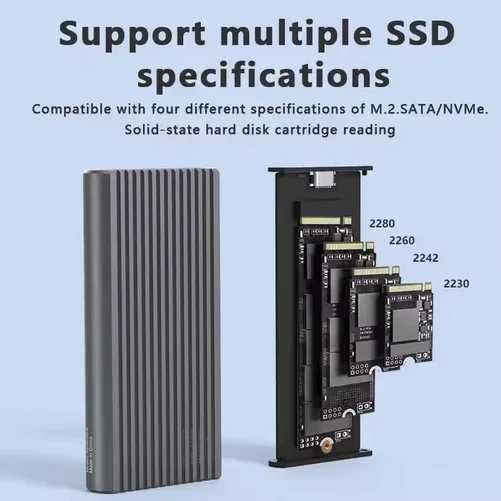 Adaptor M.2 NVME/SATA ext la USB Type C 3.1 Gen 2 RGB Au Dual Protocol
