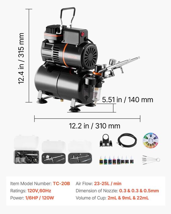 НЕМСКИ Комплект аерограф със 3 аерографа + ПОДАРЪК ЛЕД ФЕНЕР