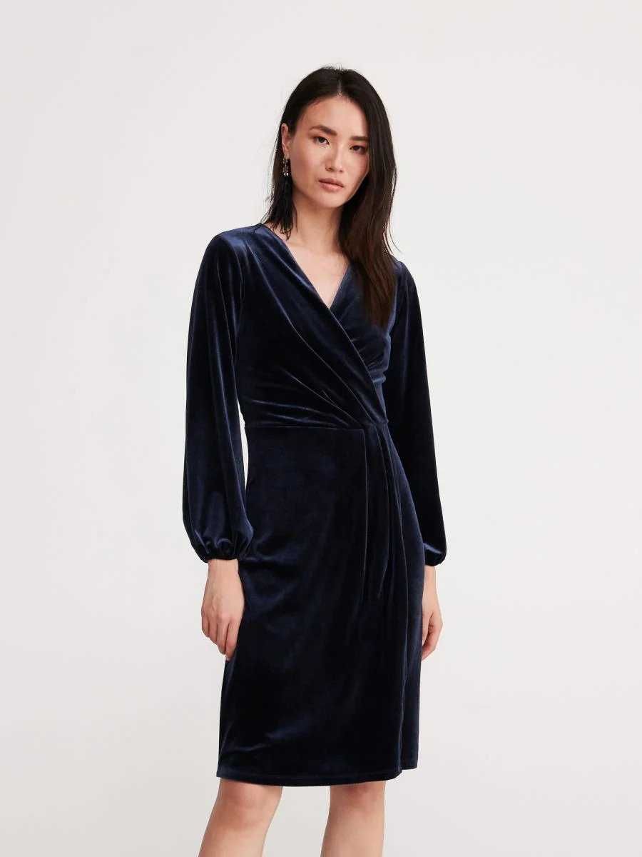 Rochie petrecuta din catifea albastra, Reserved XS