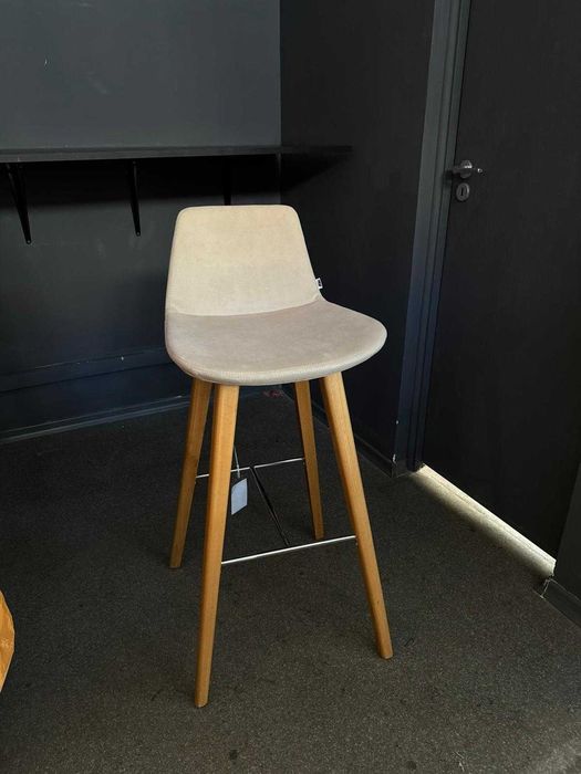 Scaun bar lemn tapitat mov 1 bc si bej 1 bc