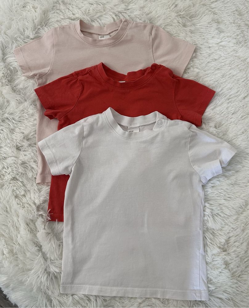 Tricouri cu maneca scurta de vara bebe 9-12 luni H&M