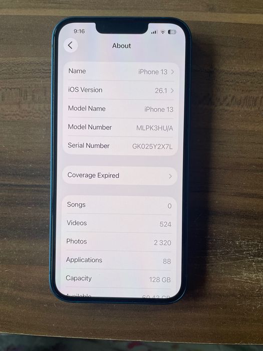 iPhone 13, 128GB, Battery 91%
