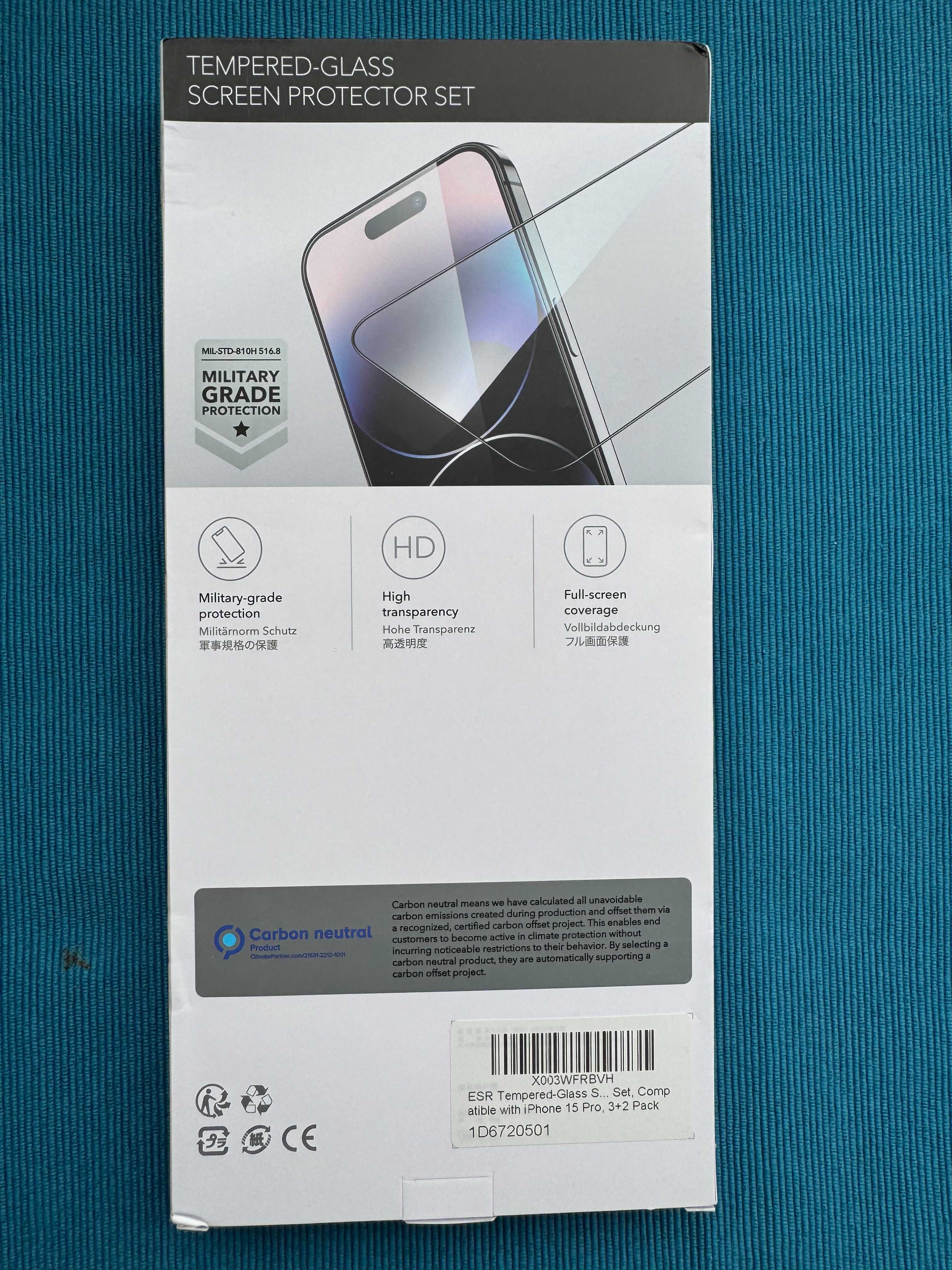 ESR Комплект Протектори за екран и лещите на камерите за Iphone 15 pro