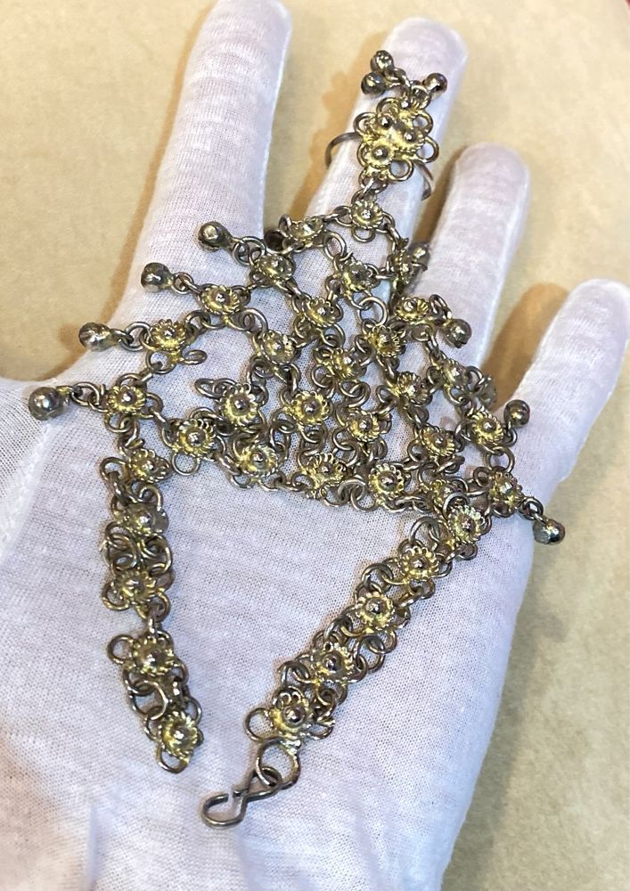 Bratara vintage si inel din argint indian aurit
