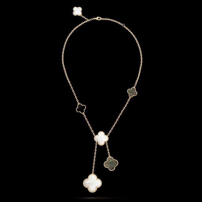 Van Cleef & Arpels VCA Gold 6 Magic Mother Onyx Alhambra Дамско Колие