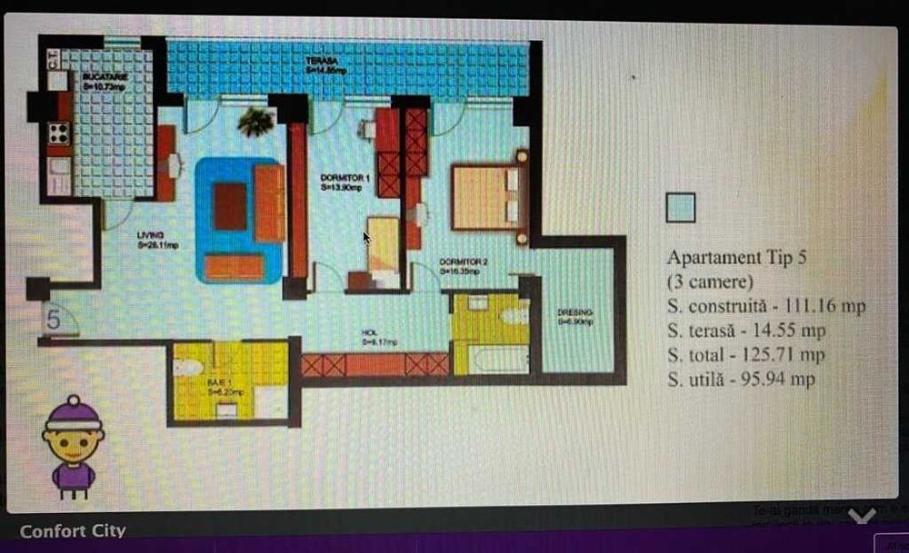 De Vanzare Apartament 3 camere complet utilat direct proprietar