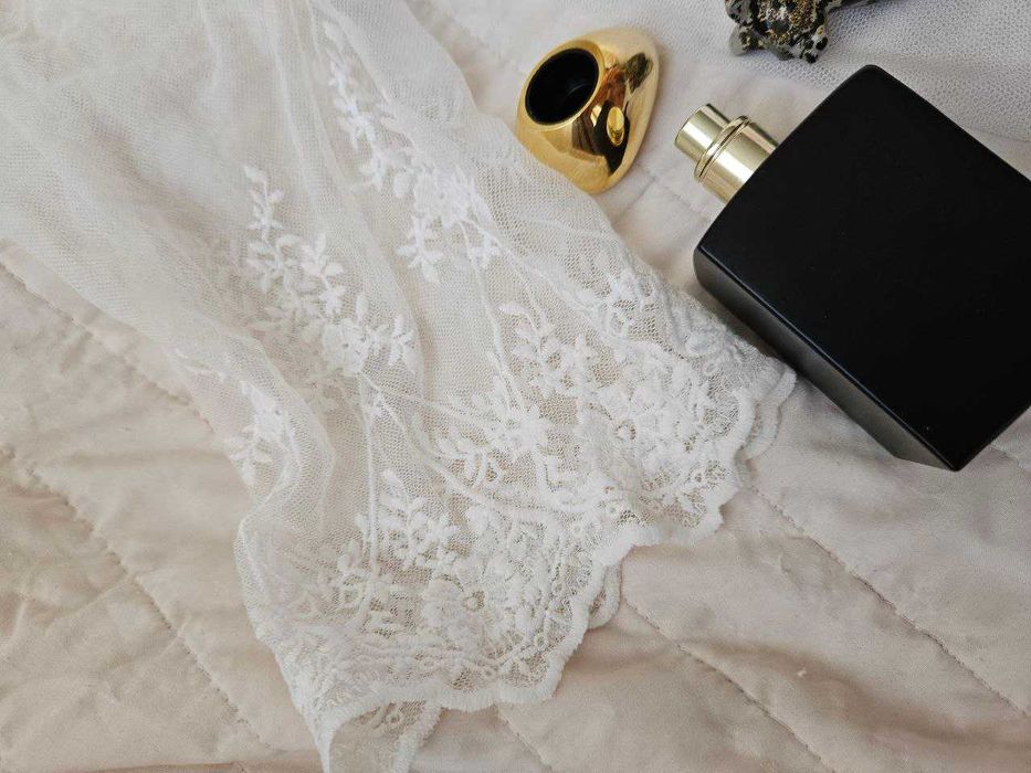 нов дантелен халат бял