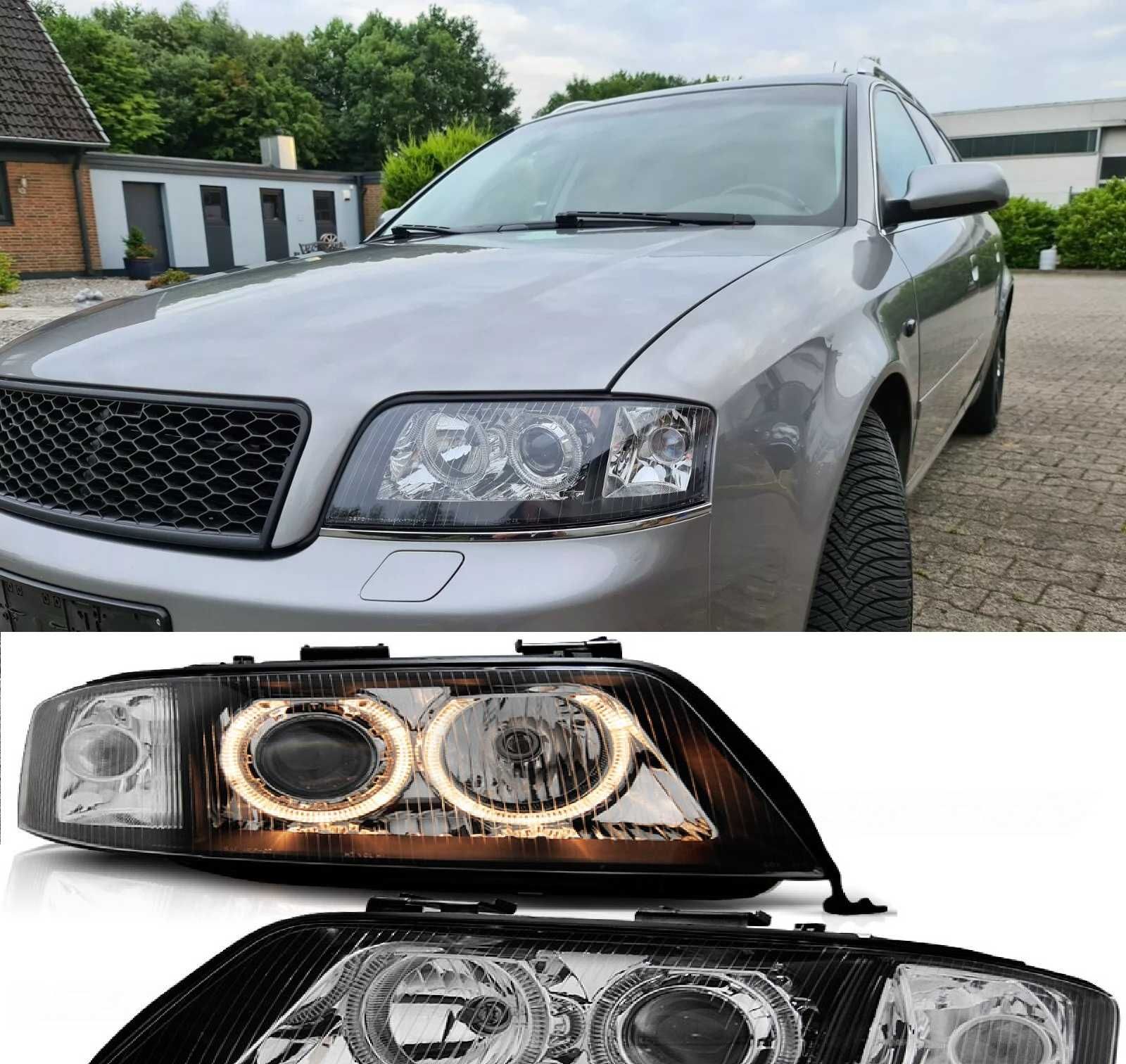 фарове Ауди А6 Ц5 Нови Черни Фейслифт ейнджъл Audi A6 C5 99-01 DEPO