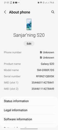 Samsung Galaxy S20  8/128 obmen bo