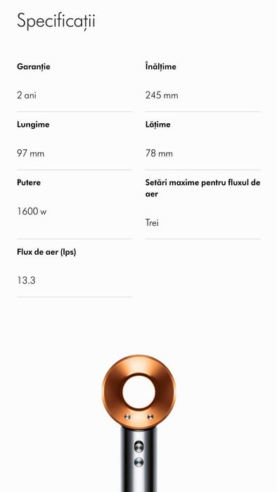 Uscător de păr Dyson Supersonic Cupru. 389922-01 SIGILAT