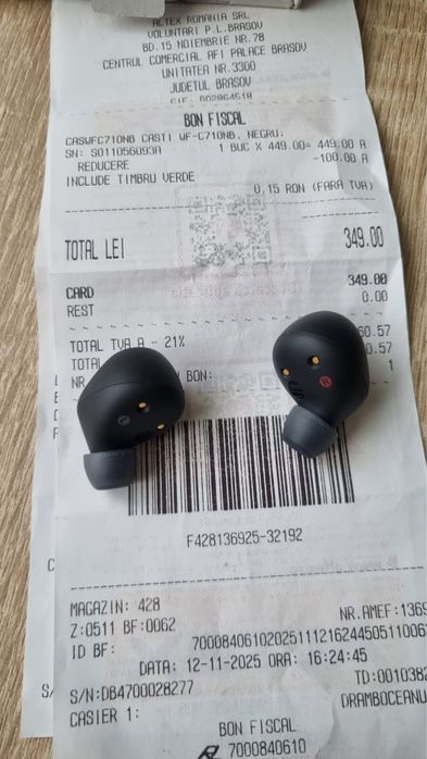 Casti In-Ear Sony WF-C710NB, True Wireless, ANC, Bluetooth, Negru