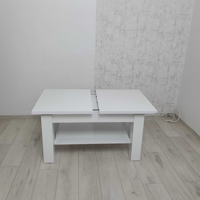Vand masa MDF - alb lucios - extensibila