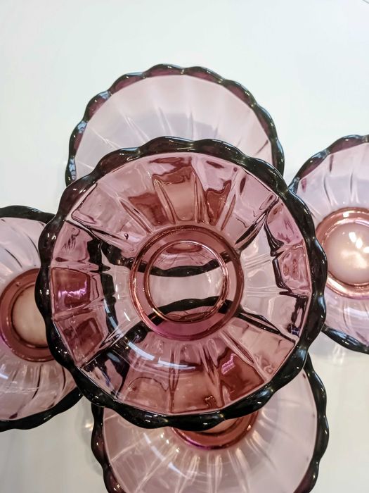 Ретро купички Cranberry Glass - червена боровинка 5 бр