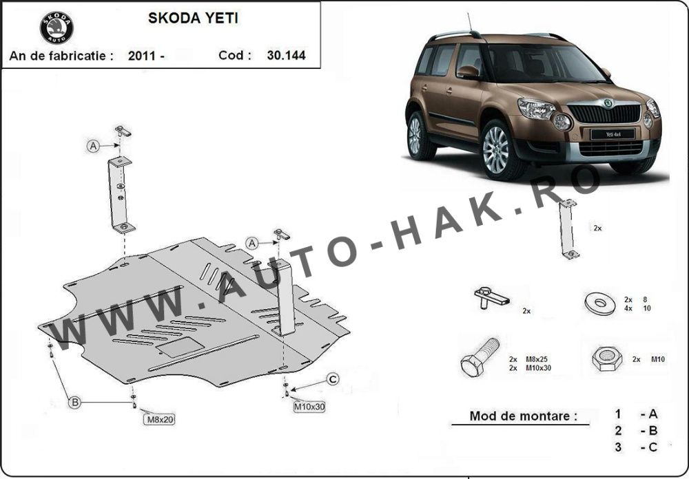 Scut motor metalic Skoda Yeti 2011-2017