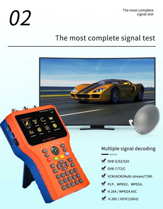 Monitor receiver satelit DVB-S,S2,S2x, DVB-T2 DVB-C AHD H.265