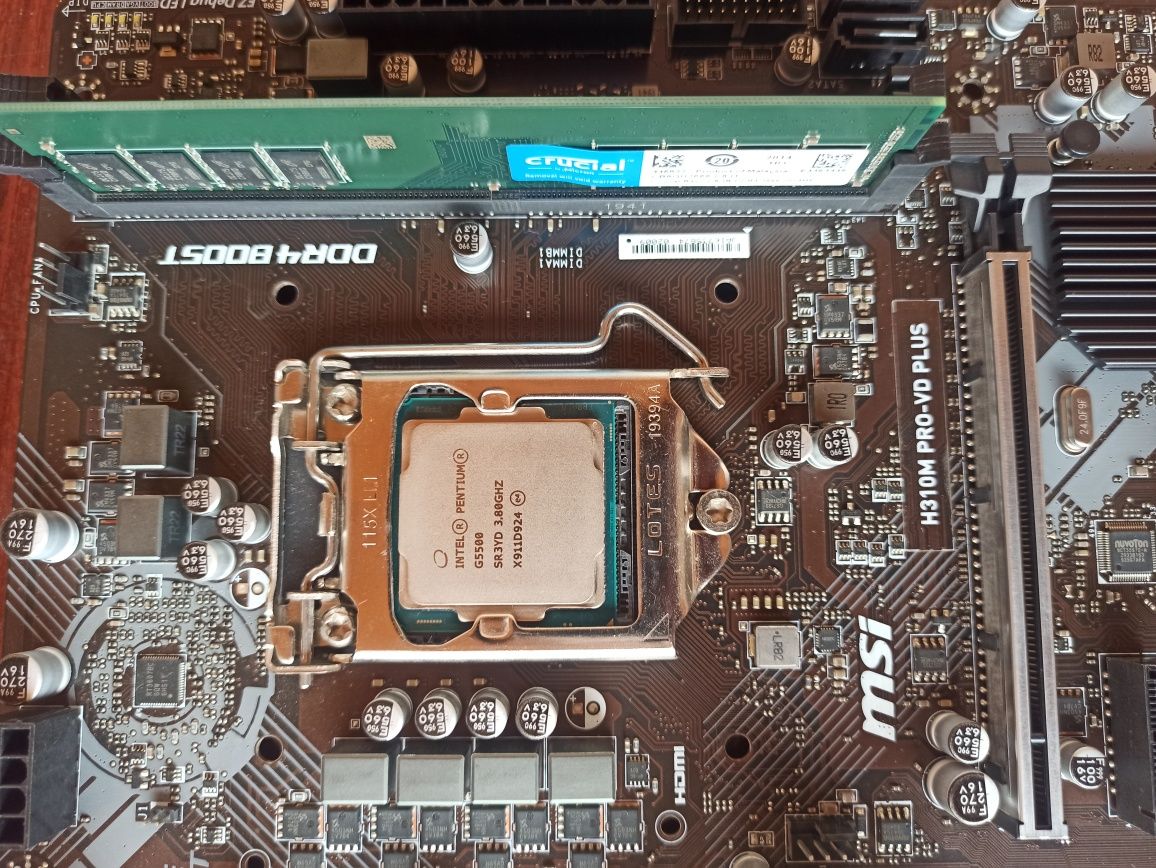 Плата msi H310+CPU+RAM 8 GB