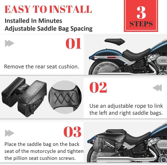 Дисаги за мотоциклет Чанта кожен куфар за мотор мото багаж БЯЛ