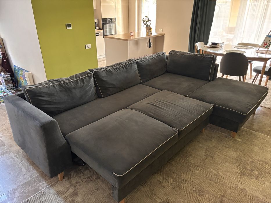 Canapea extensibila cu lada depozitare