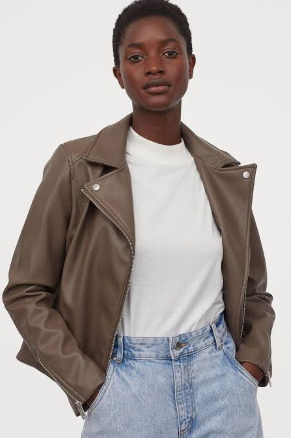 H&M ABOUT YOU яке риза, дънково с каракул, кожено