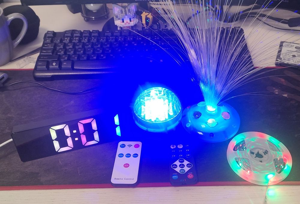 Светоштуки, Часы, RGB лента, шар света, Светодиодный ночник