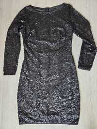 MANGO ефектна черна рокля с пайети, М, като нова