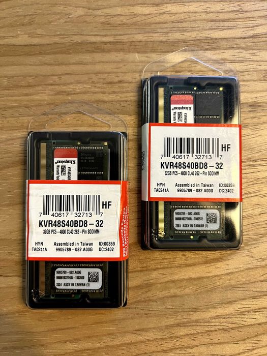 Новая ОЗУ Kingston 32GB DDR5 SODIMM (KVR48S40BD8-32)