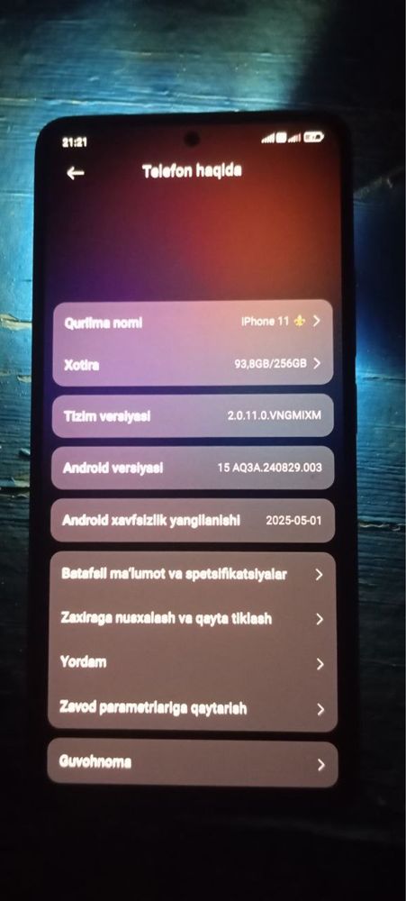 Redmi Note 13 256GB 12GB Yaxshi holat karobka dakument bor zaryadka bo