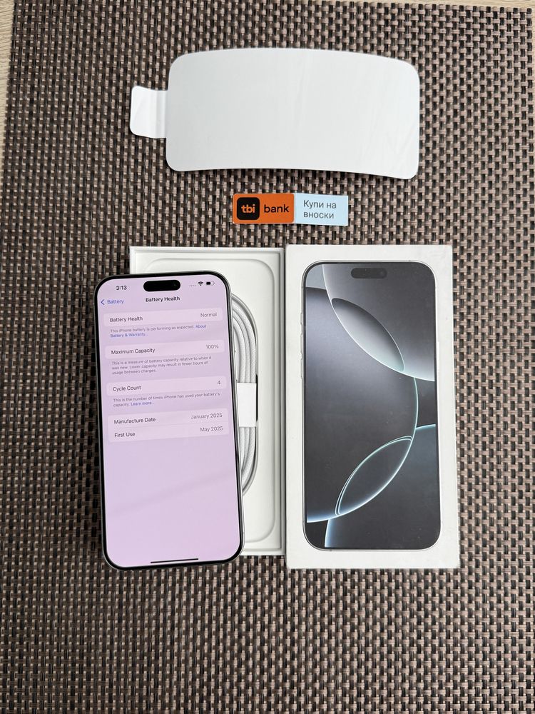 НОВ!1Tb *ЛИЗИНГ* iPhone 16 Pro Max White Titanium 1000Gb Айфон гаранци