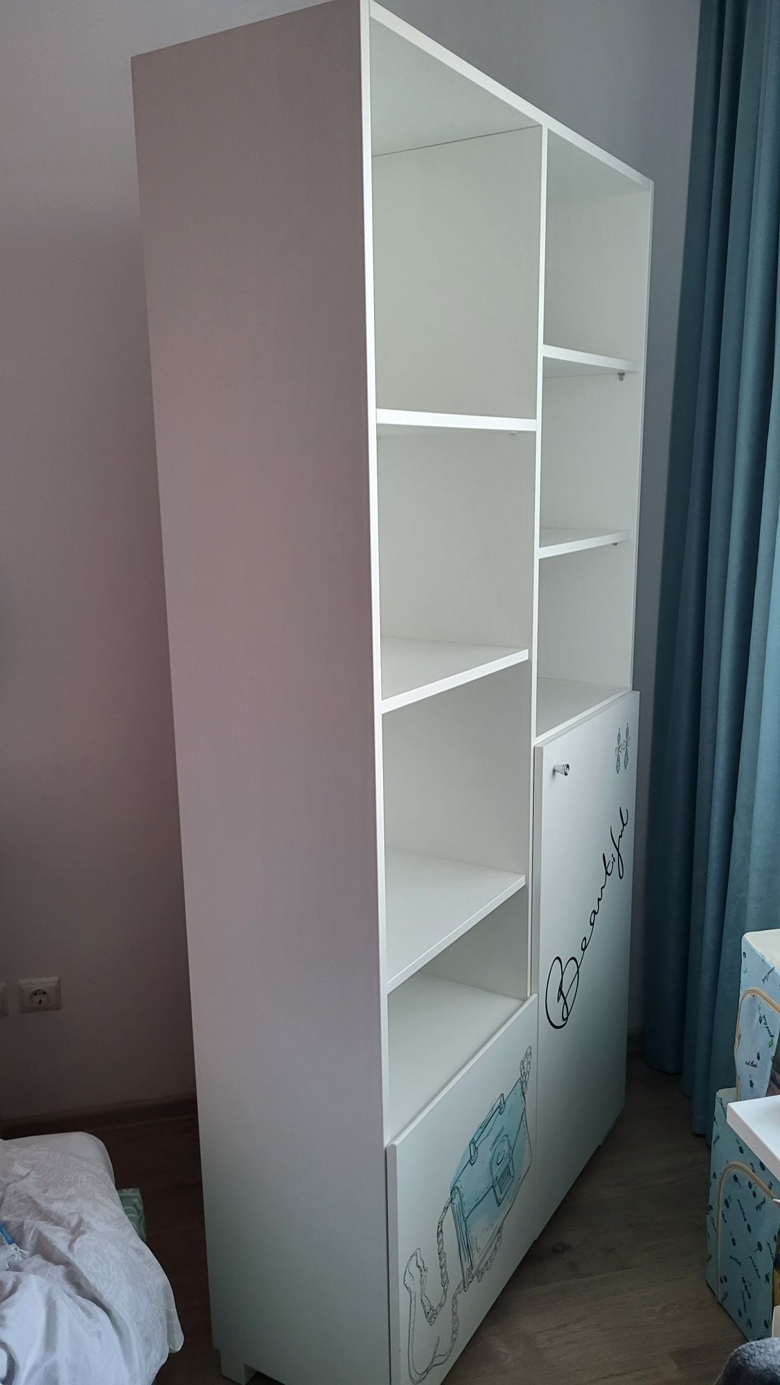 Etajera copii 2 uși, 5 polițe ,,Fancy mint"- Mobexpert