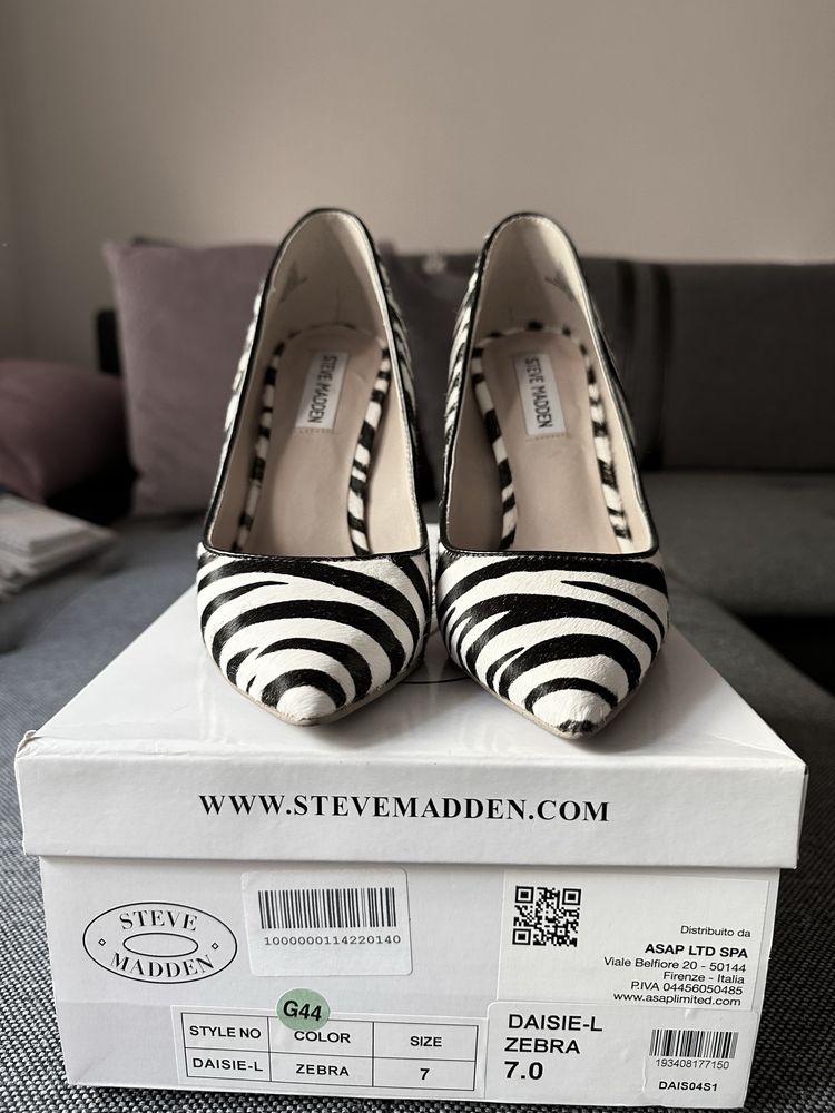 Steve Madden кожа с косъм 100% оригинални обувки с ток