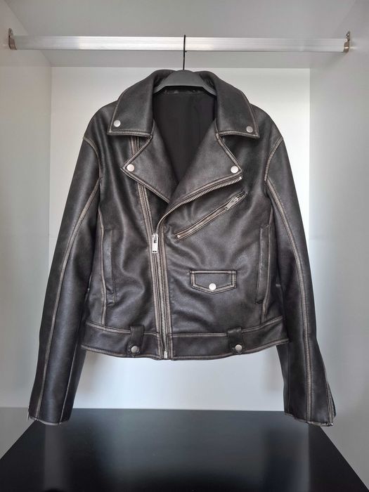 Мъжко кожено яке Biker от еко кожа модел на ZARA - ново
