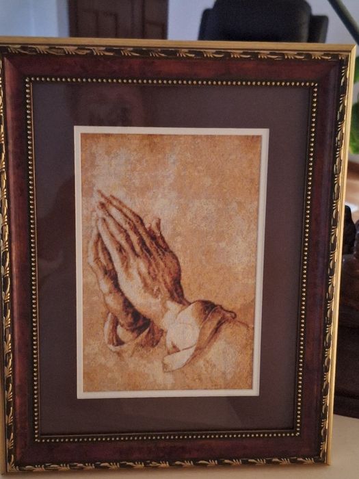 Goblen Mâini în rugăciune, cusut punct mic,diagrama,17/25