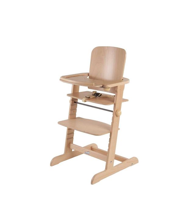 ЧИСТО НОВ дизайнерски дървен детски стол за хранене-СИВО. Geuther