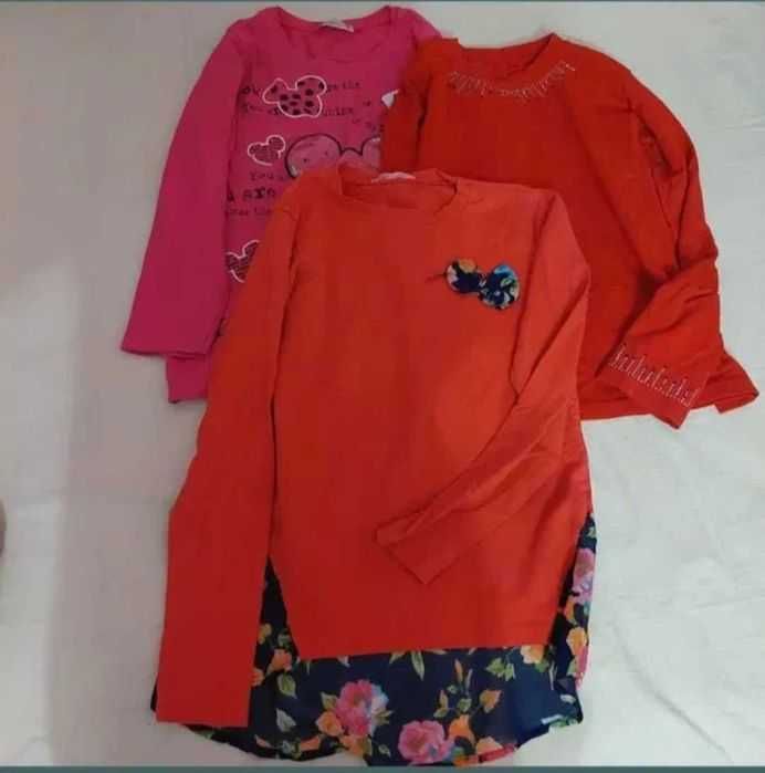 Bluze fete bumbac 3 bucăți 134/140