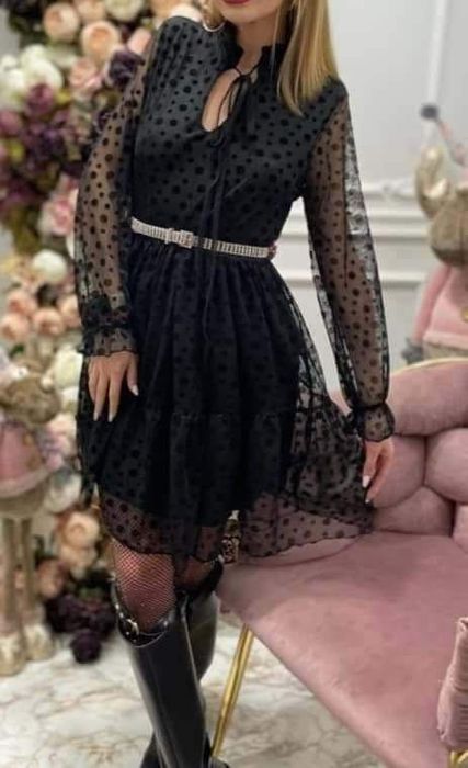 Черна дантелена рокля НОВА