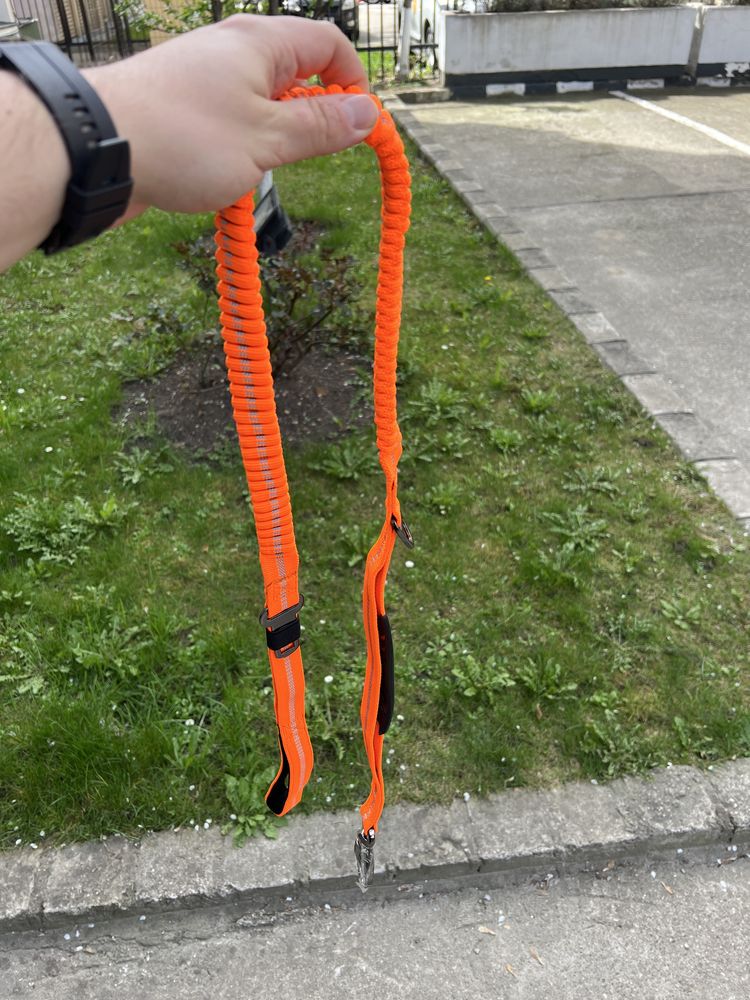 Lesă elastică reflectorizantă, rezistență 95 kg, portocaliu neon