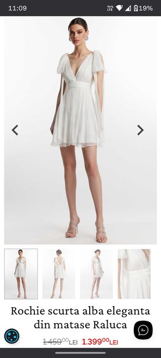 Rochie cununie / ocazie din mătase albă