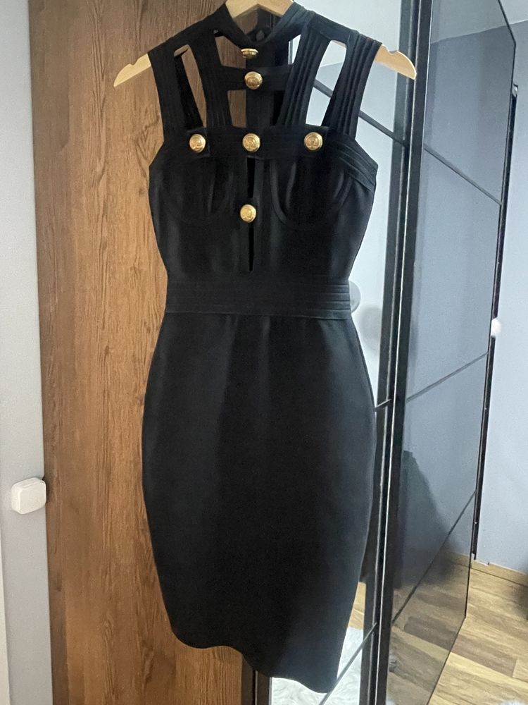 Дамска черна бандажна рокля