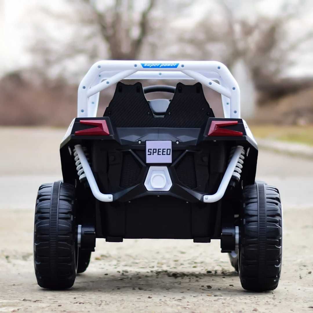 UTV electric Kinderauto RSR 4x 30w 12V cu roti moi, scaun tapitat Blue