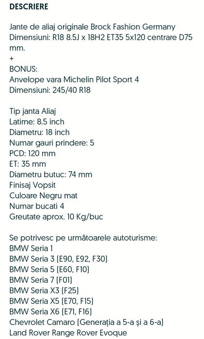 Jante aliaj Chevrolet Camaro BMW Range Rover Evoque