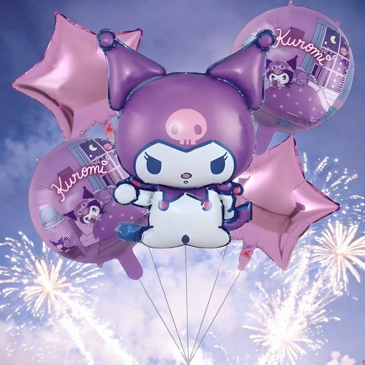 Комплект фольгированных шаров Kuromi, My melody, Cinnamoroll