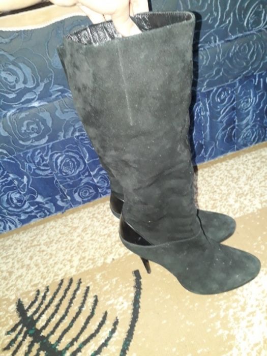 Зимние замшевые сапоги