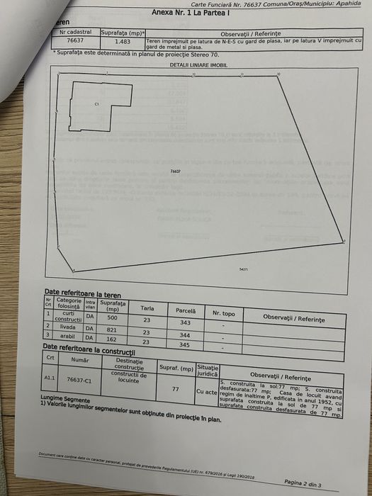 Vand Teren  la 20km de Cluj 2400mp si casa Batraneasca