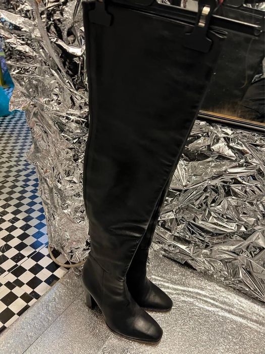 Cizme din piele peste genunchi Zara