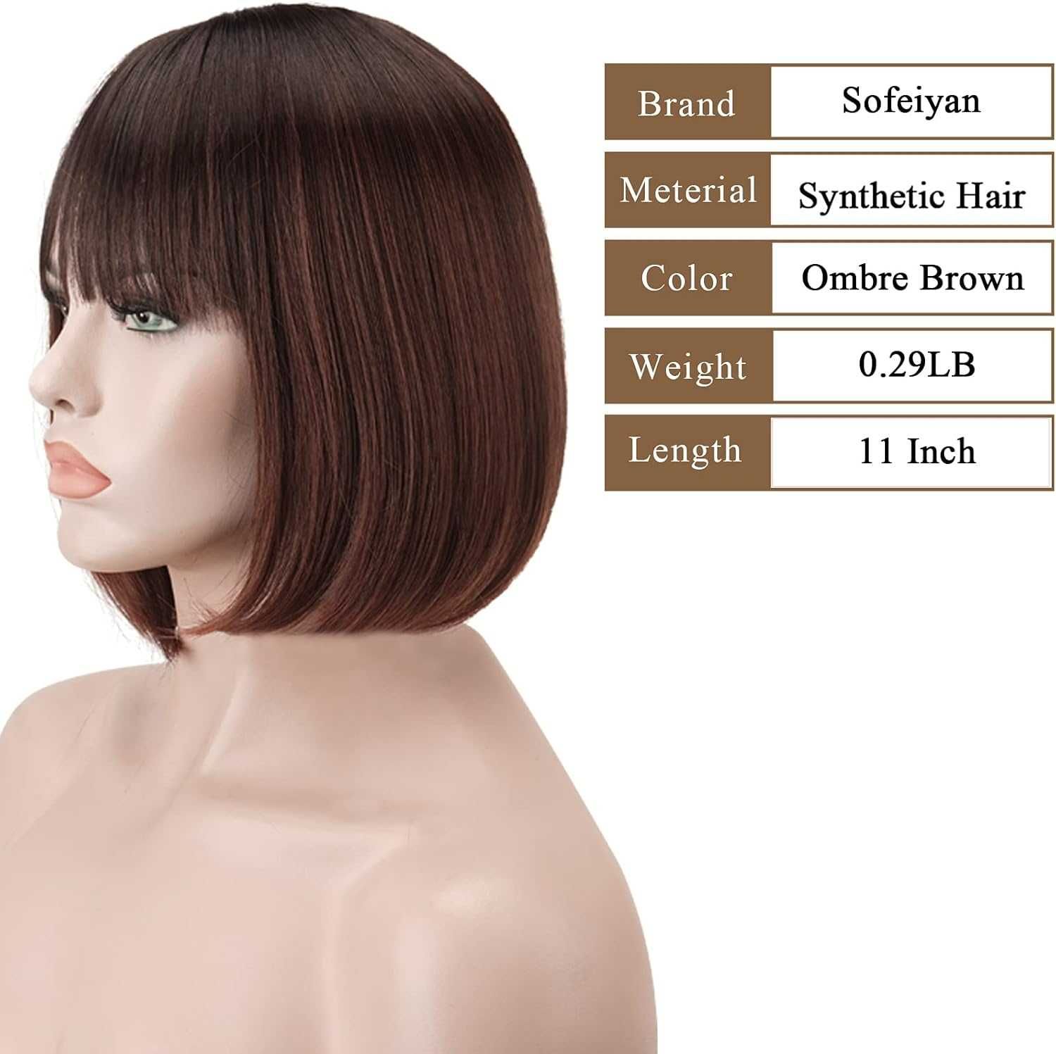 Shining Yourse SS155-1 F11044 къса права боб перука с бретон