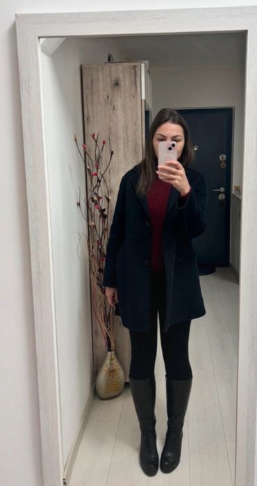 Palton Zara negru - 53% lana - marimea S/36 - stare excelenta