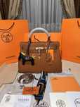 Geanta dama hermes kelly 32cm maro cu accesorii aurii